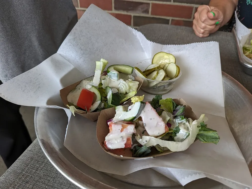 Side Salad with Homemade Dressing and Homemade Pickles